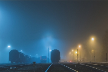 Trains de nuit au dépôt